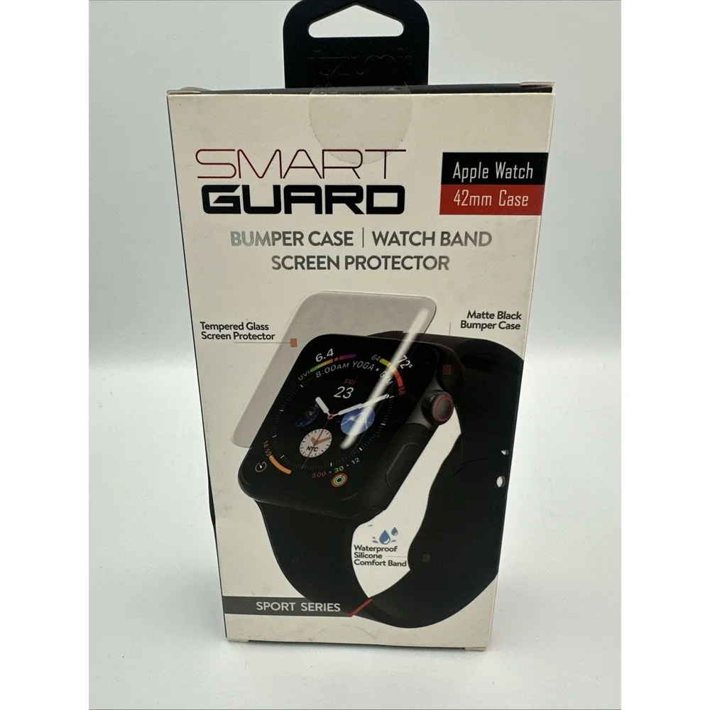 Smart Guard- BumperCase/ WatchBand/ ScreenProtector- Black For 42mm Apple Watch